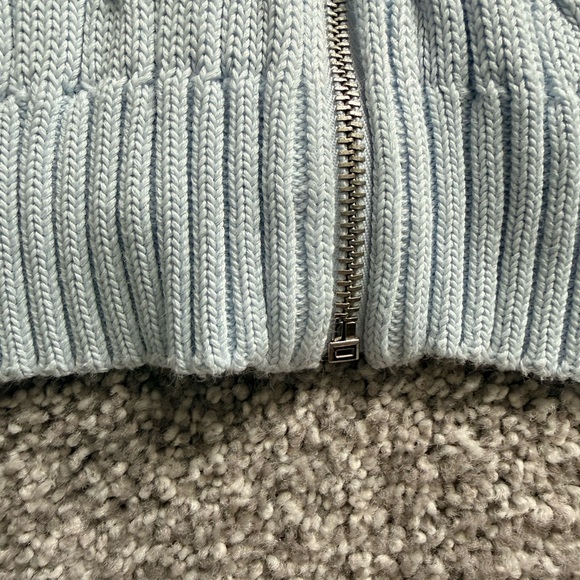 Ralph Lauren Sky Blue Cable Knit Cardigan with Silver logo and Zipper Details - Picture 4 of 8